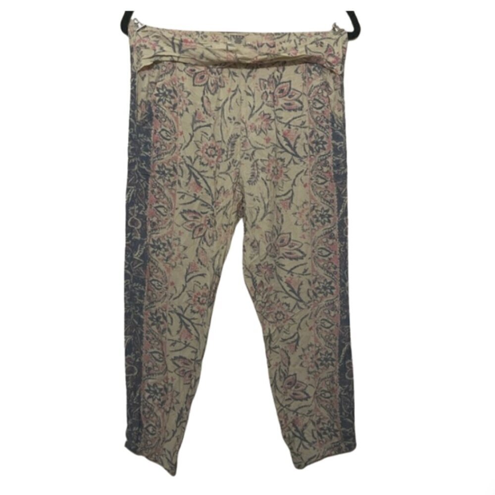 Billabong EUC boho surfer floral print casual crop cotton pants size M